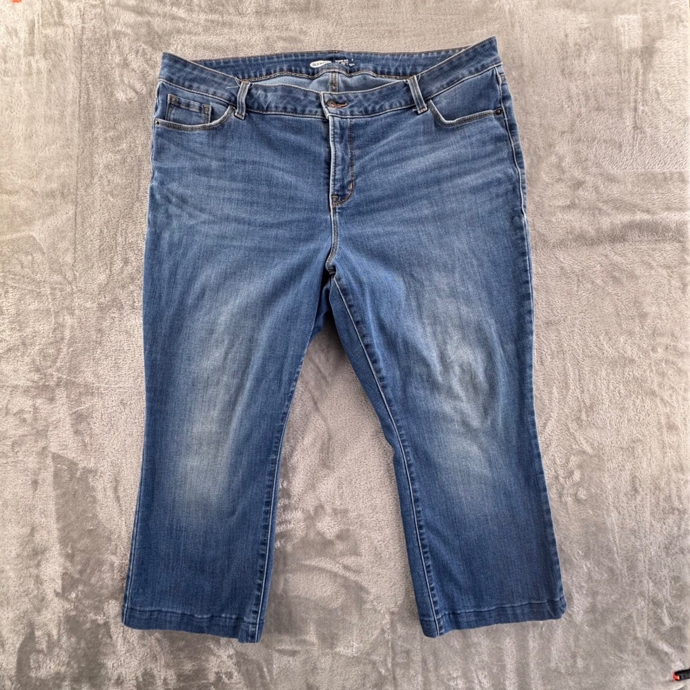 Old Navy Kicker Boot High Rise Cropped Jeans Medium Wash Blue Womens 22 Plus